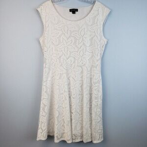 Tribal White Eyelet‎ Lined Tank Summer Dress SZ L